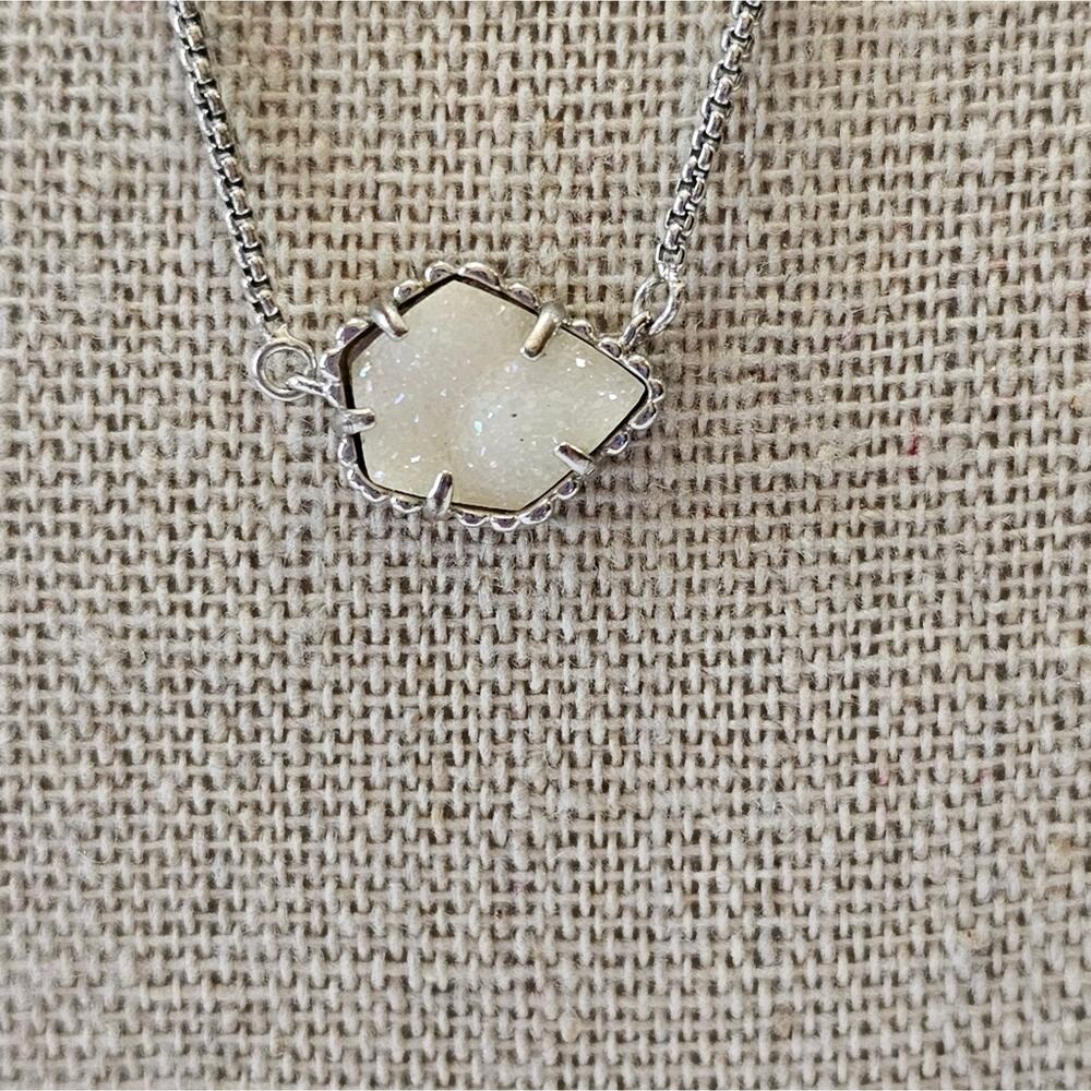 Kendra‎ Scott Silver and White Drusy Pendant Necklace - Picture 4 of 7